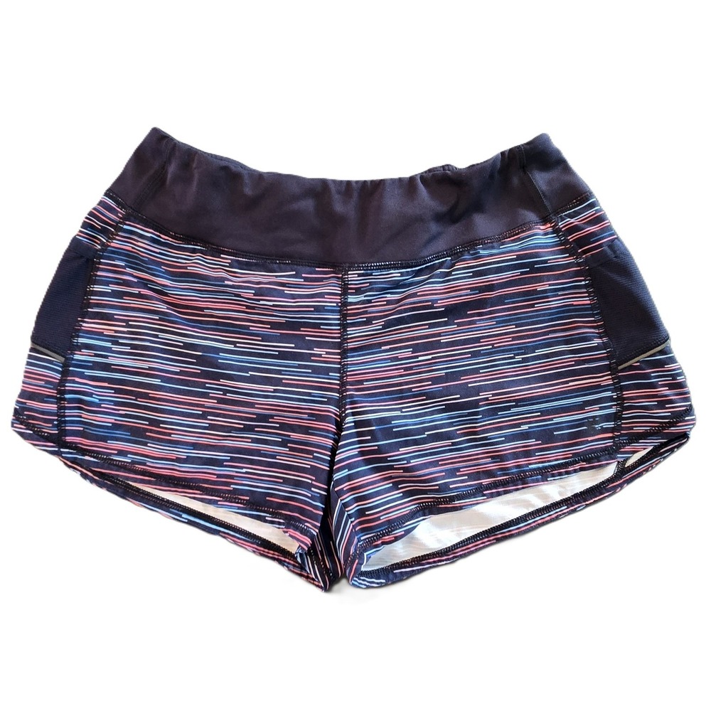 Athleta Blue Stripe Jigsaw Swagger Women's Running Shorts Size M